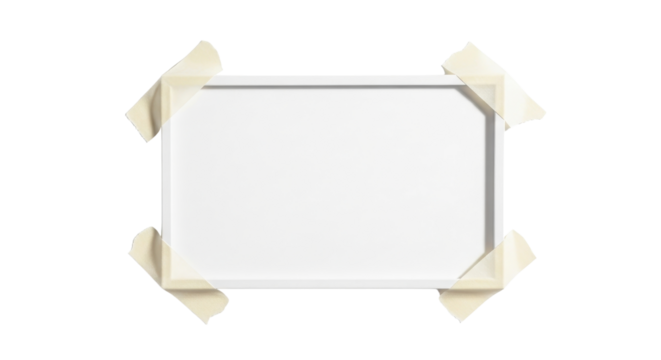 Empty white board taped to the surface isolated PNG with Transparent Background