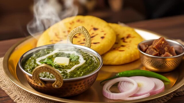 Authentic Sarson ka Saag and Makki di Roti A Festive Punjabi Delight for Lohri Celebration