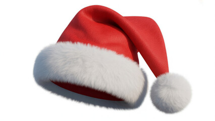 Classic Santa hat with a fluffy white trim and pom-pom, perfect for holiday projects, festive designs, and seasonal promotions that spread Christmas cheer