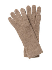 A pair of warm knitted wool gloves with a textured pattern isolated on transparent background