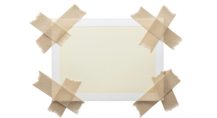 Sticky tape holding a blank card isolated PNG with Transparent Background