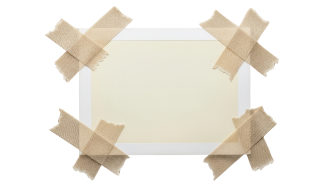 Sticky tape holding a blank card isolated PNG with Transparent Background