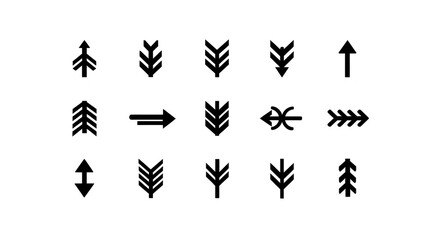 Naklejka premium Arrow icon set black vector arrow symbol collection simple direction sign navigation pointer modern flat design isolated on transparency background minimal style graphic element