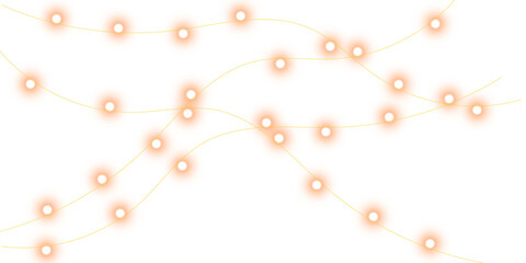 Delicate strings of warm, glowing fairy lights arranged in gentle waves on a clean white background.