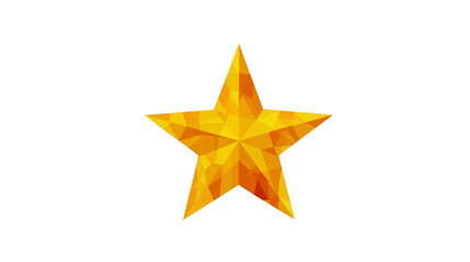 Golden geometric star with polygonal pattern, vibrant yellow and orange shades, isolated on transparent background, symbolizing achievement, success, and celebration