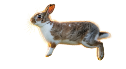 Running rabbit in motion isolated PNG with Transparent Background