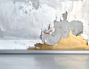 Weathered wall with peeling paint showcasing texture and decay of an old surface