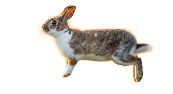 Running rabbit in motion isolated PNG with Transparent Background