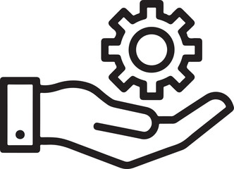 Hand holding gear icon support service and technical assistance concept