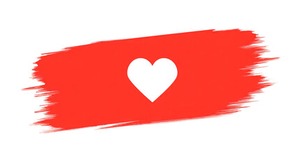 Red brushstroke heart shape love symbol romantic design isolated on transparent background modern art style emotional creative passion affection decorative simple graphic illustration