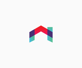 Geometric Home Construction Logo Design 