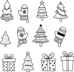 Christmas bells with holly berry and ribbon icon isolated on white background, black and white holiday symbol for web design and greeting cards.