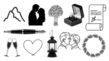 Assorted luxury items collage featuring jewelry pen and lantern isolated on transparent background