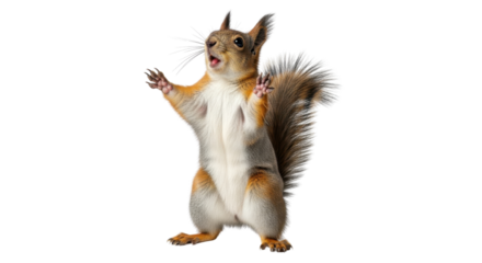 Surprised squirrel with open arms isolated PNG with Transparent Background