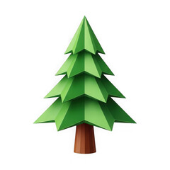 Fototapeta premium Green geometric pine tree isolated on transparent background