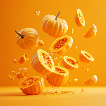 Fresh pumpkins exploding with vibrant orange color