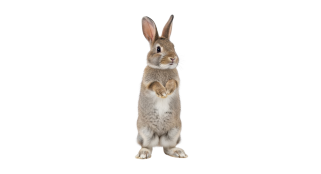 Cute brown rabbit standing up isolated PNG with Transparent Background - Powered by Adobe