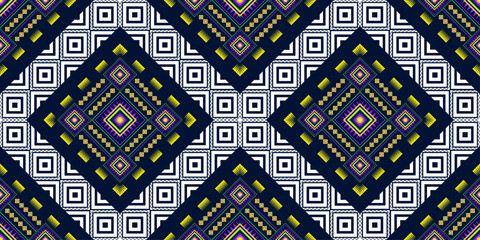 Modern Geometric Ikat Seamless Pattern Abstract Textile Design