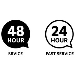 48h HOUR,24h HOUR FAST SERVIES VECTOR ICON