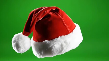 Christmas santa hat holiday celebration festive season december winter xmas cheerful. green screen - Powered by Adobe