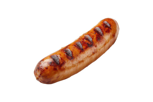Grilled sausage link isolated on transparent background