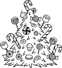 Christmas tree decorated with candies