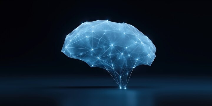 Futuristic digital brain with neural network connections - Powered by Adobe
