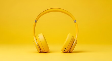Vibrant yellow headphones for immersive sound experiences on a sunny background, perfect for music lovers seeking a modern and stylish audio accessory