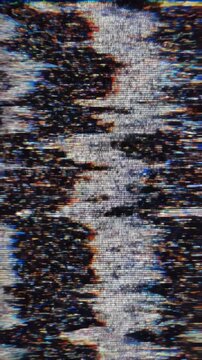 Extreme close-up view of digital data corruption resulting in intense horizontal and vertical static noise and color separation distortion cyberpunk, technology, modern