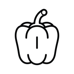Black outline of a bell pepper on white background vegetable food