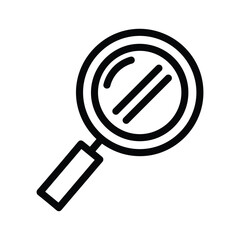 Black outline magnifying glass icon on white background search symbol