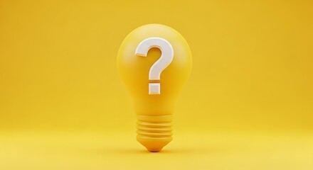 Bright Idea? Yellow lightbulb with a question mark sparks curiosity and innovation for your next project! Perfect for brainstorming and solutions.