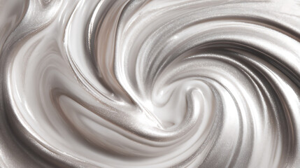 Glamorous pearl cream swirl texture for skincare product promotion, luxurious silver shimmering background, ideal for cosmetic ads and beauty brand visuals
