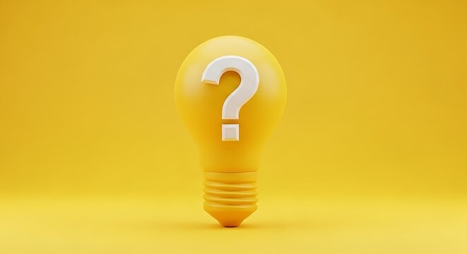 Bright Idea? Yellow lightbulb with a question mark sparks curiosity and innovation for your next project! Perfect for brainstorming and solutions.
