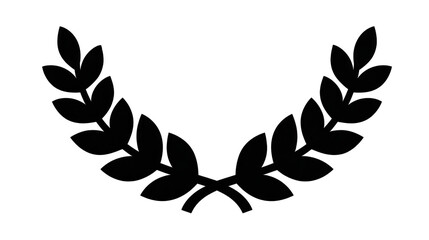 Laurel wreath black silhouette symbolizing victory achievement honor and excellence often used in awards certificates and classic design evokes sense of prestige and tradition