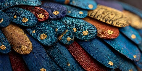 Close-up of colorful painted wooden spoons layered together with detailed textures and vibrant colors for kitchen or craft decor