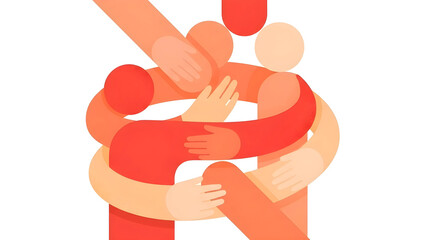 共感と支え合いを表す抽象的な抱擁のシェイプイラスト　ケアとサポートの優しい背景素材