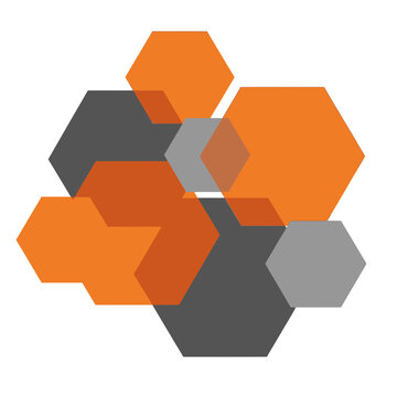 Vibrant orange and gray hexagons in modern geometric pattern