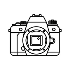 Modern slr camera body outline icon for photography design tool