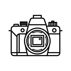 Minimalist outline camera icon for photography concept design