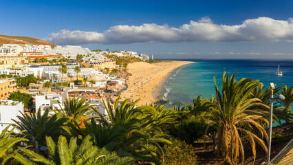Morro Jable is a popular tourist town and former fishing village located on the sunny southern tip of the Fuerteventura in Spain's Canary Islands