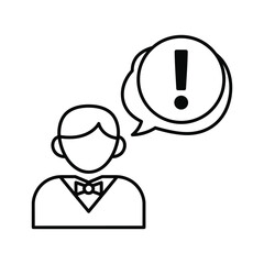 Person with exclamation mark in speech bubble icon male figure