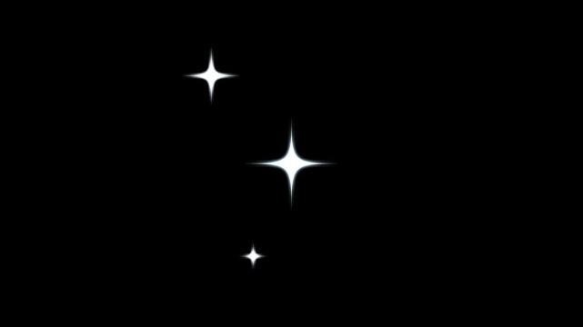 shining twinkle effect, flat vector doodle sparkle, glowing light trails, Night starry skies with twinkling stars motion on black screen background, star glow fields flying in galaxy space star.