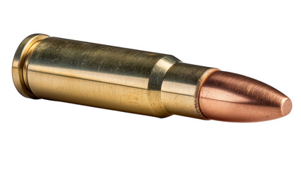 PNG of Close-up of a brass bullet cartridge showcasing its detailed design and metallic sheen.