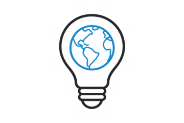 Light bulb containing globe, symbol of global idea, sustainable energy, innovation, and environmental care