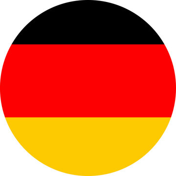 Circular icon of the national flag of germany in bold black, red, and gold isolated on transparent background