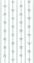 Fototapeta premium Vertical Green Bow Pattern in Naive Hand Drawn Style for Cute Card and Poster Design on a Transparent Background.