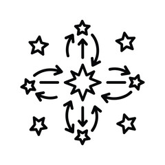 Star impact and interactive flow, dynamic cause and effect icon