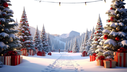 christmas tree in snowChristmas tree covered in snow, perfect for holiday designs, winter scenes, festive cards, seasonal decorations, and digital creative projects.