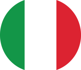 Circular icon representing the national flag of italy in vector format isolated on transparent background